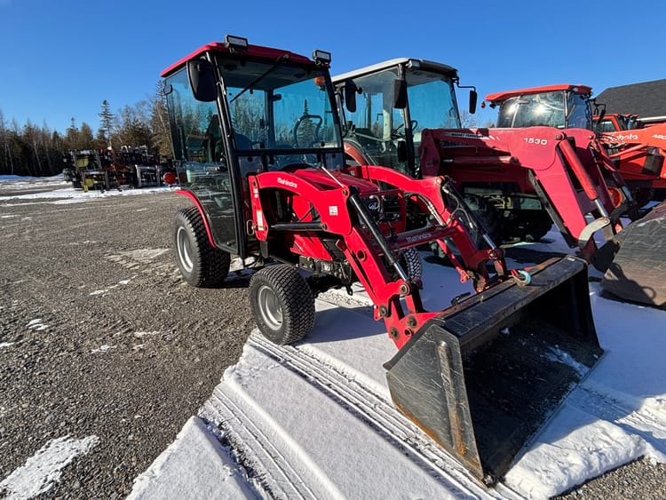 Used 2018 Mahindra EMAX254CHTL W/ Heated cab & 56″ front snowblower + Loader