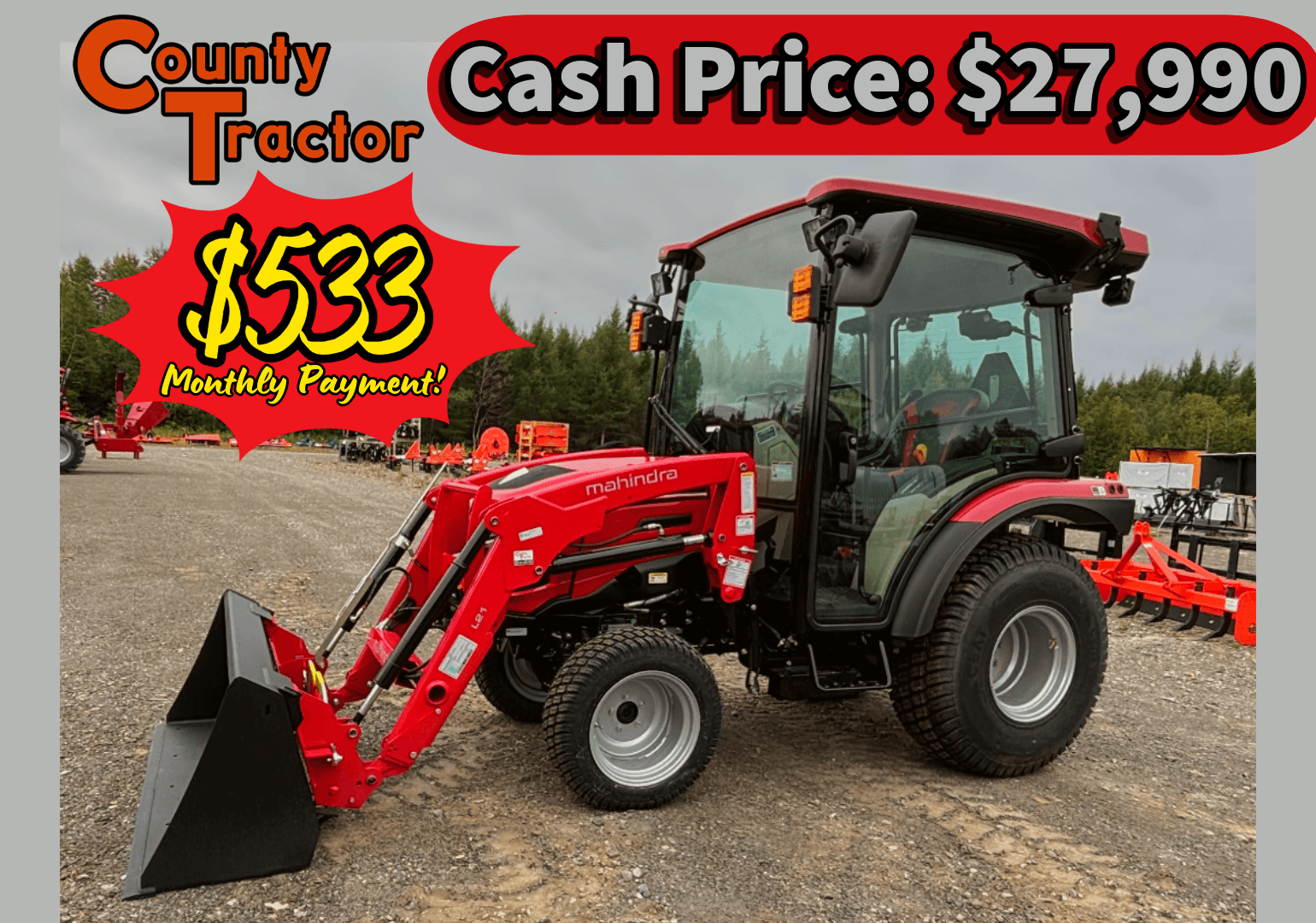 NEW Mahindra 2126 W/ Heated & A/C Cab + Loader!